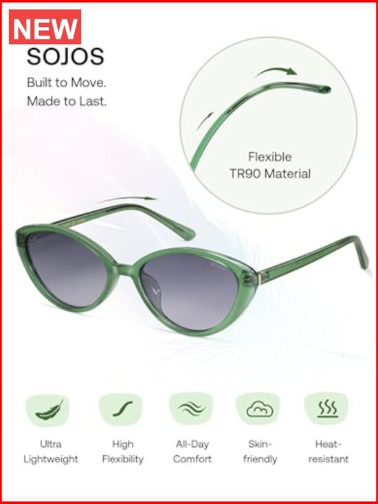 Retro Cat Eye Polarized UV400 Sunglasses TR90 Ultra-Lightweight Oval Vintage main image 6